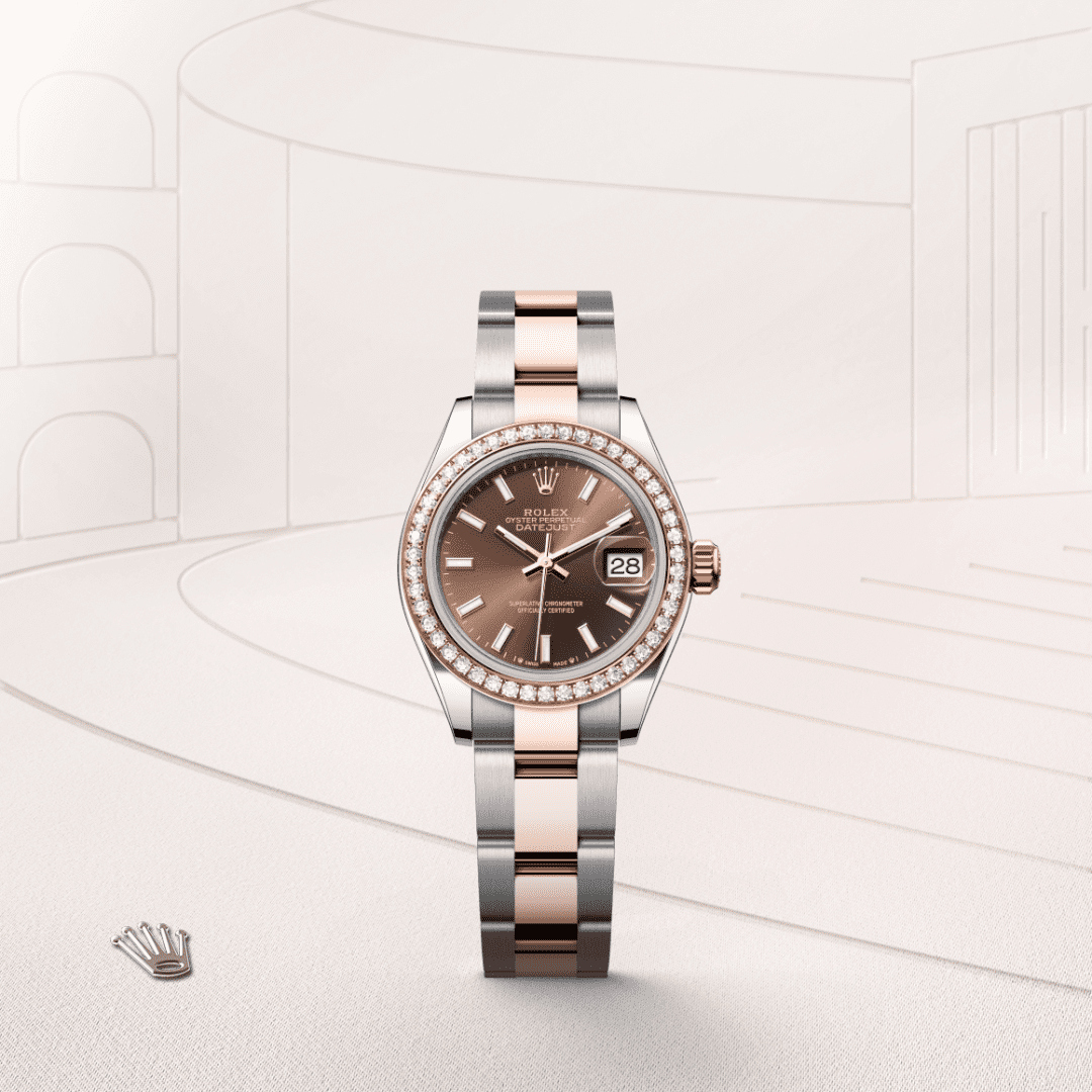 Rolex Lady-Datejust Oyster, 28 mm, Oystersteel çelik, Everose altın ve pırlanta M279381RBR-0018