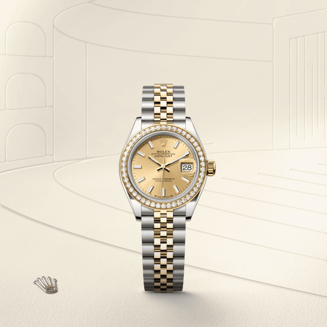 Rolex Lady-Datejust Oyster, 28 mm, Oystersteel çelik, sarı altın ve pırlanta M279383RBR-0001