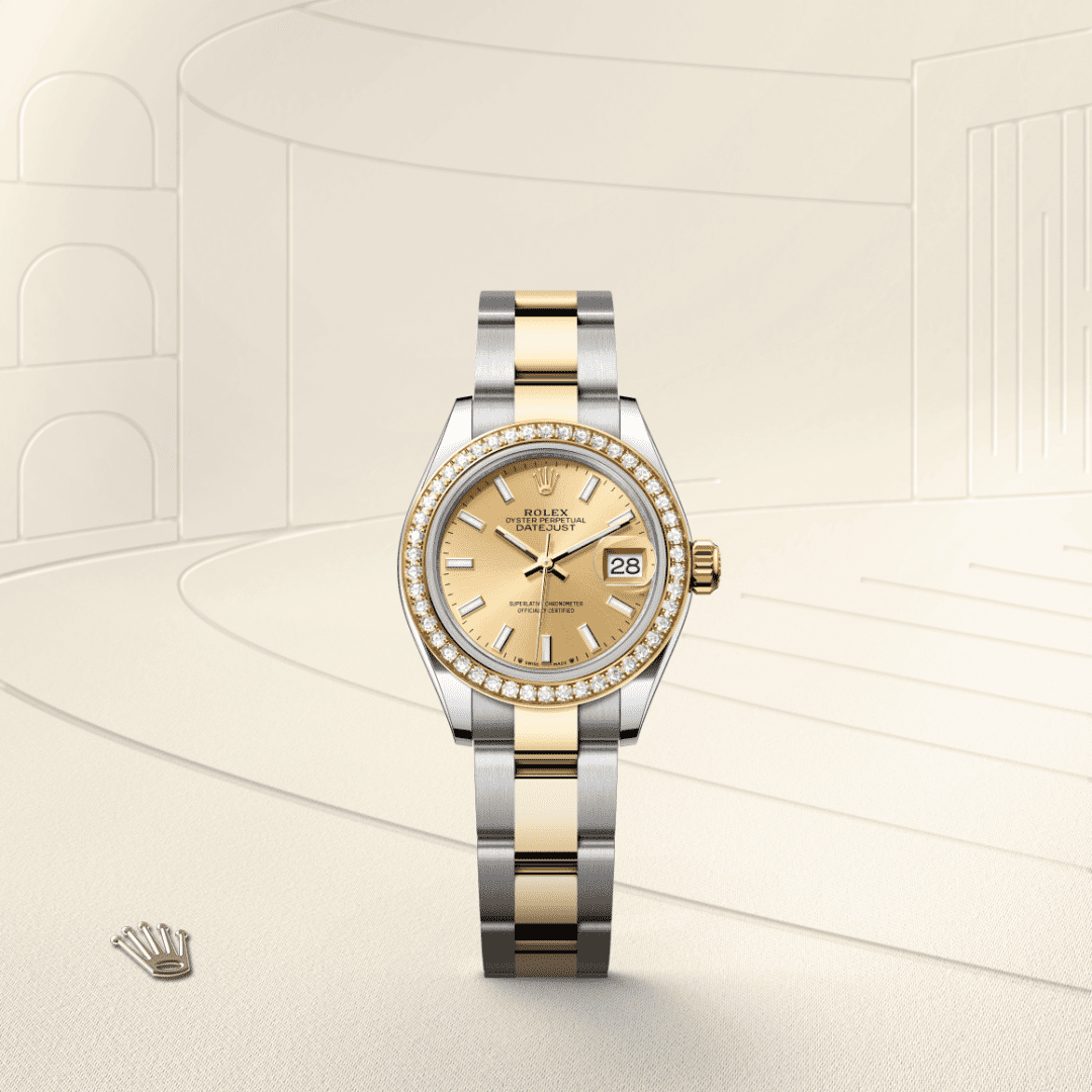 Rolex Lady-Datejust Oyster, 28 mm, Oystersteel çelik, sarı altın ve pırlanta M279383RBR-0002