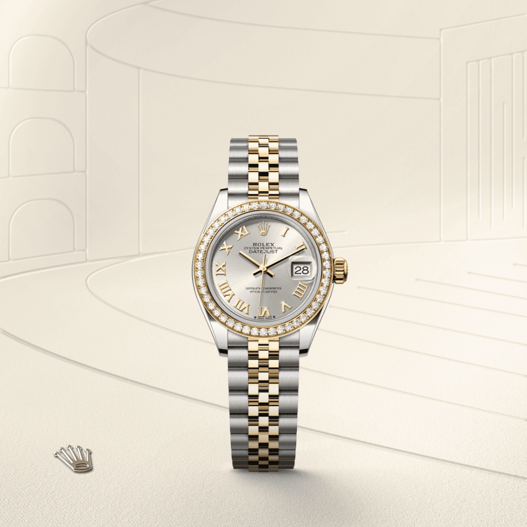 Rolex Lady-Datejust Oyster, 28 mm, Oystersteel çelik, sarı altın ve pırlanta M279383RBR-0005