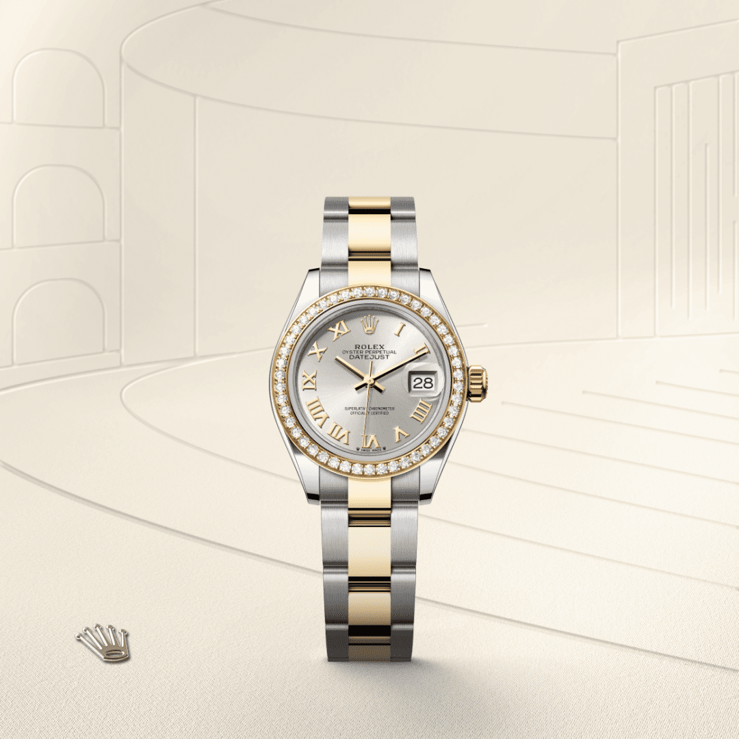 Rolex Lady-Datejust Oyster, 28 mm, Oystersteel çelik, sarı altın ve pırlanta M279383RBR-0006