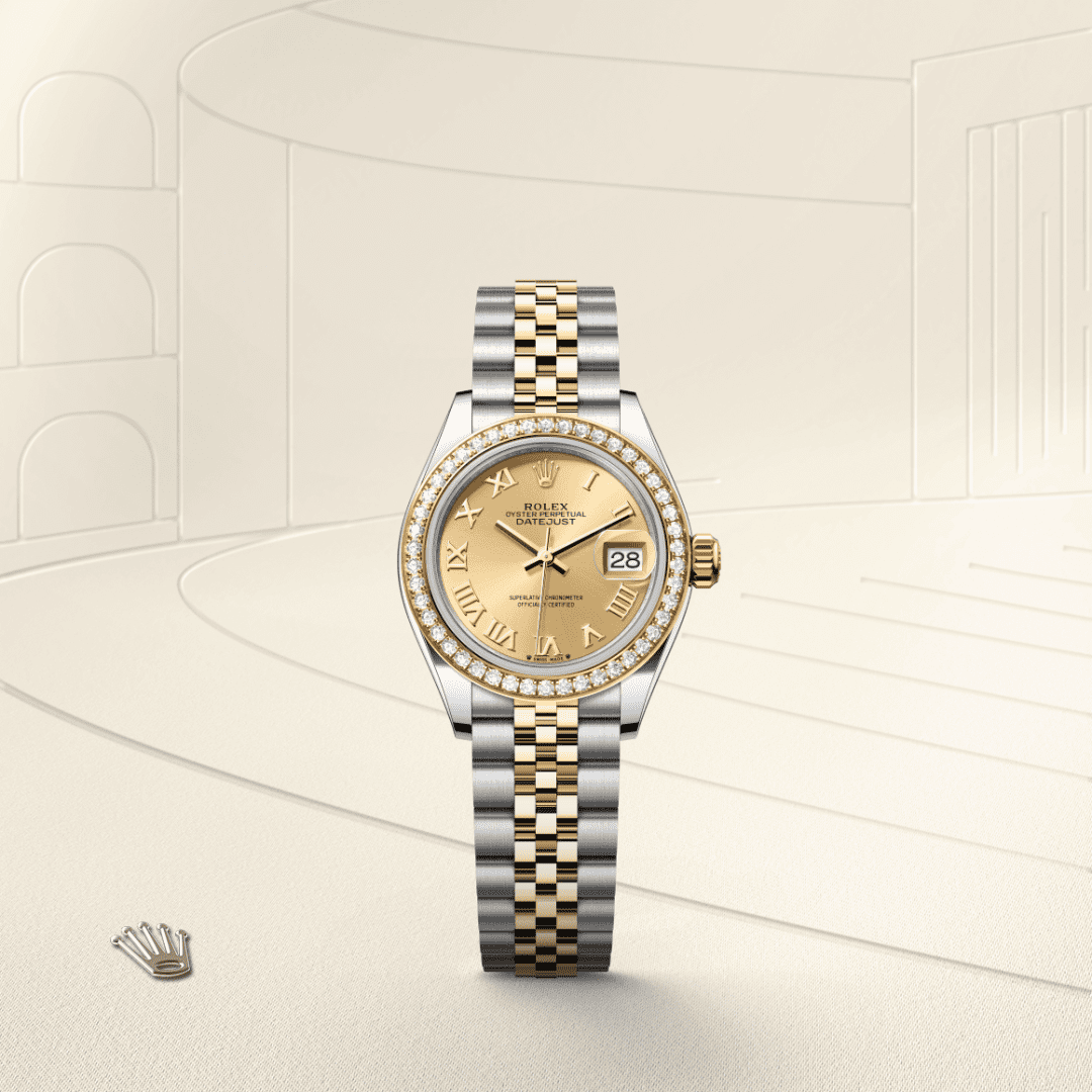 Rolex Lady-Datejust Oyster, 28 mm, Oystersteel çelik, sarı altın ve pırlanta M279383RBR-0009