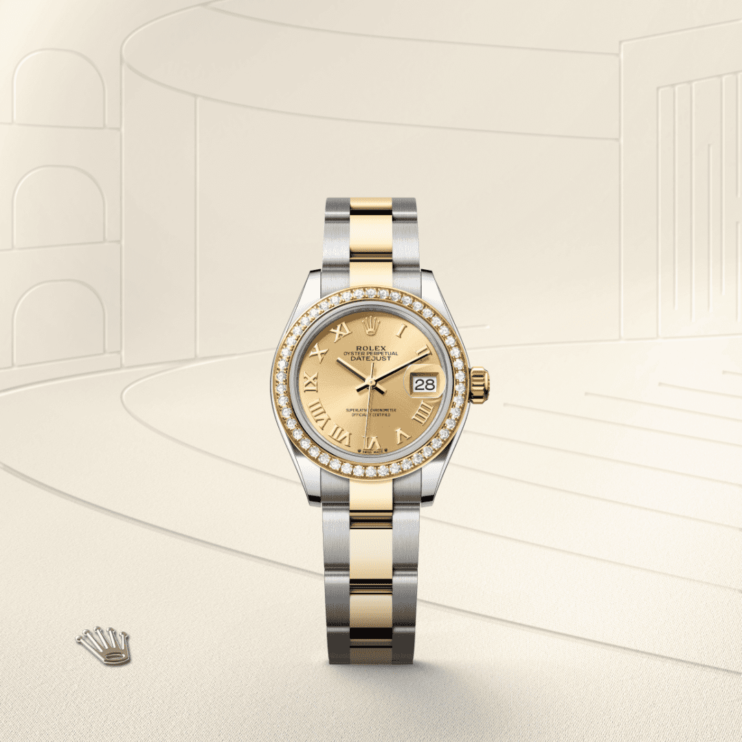 Rolex Lady-Datejust Oyster, 28 mm, Oystersteel çelik, sarı altın ve pırlanta M279383RBR-0010
