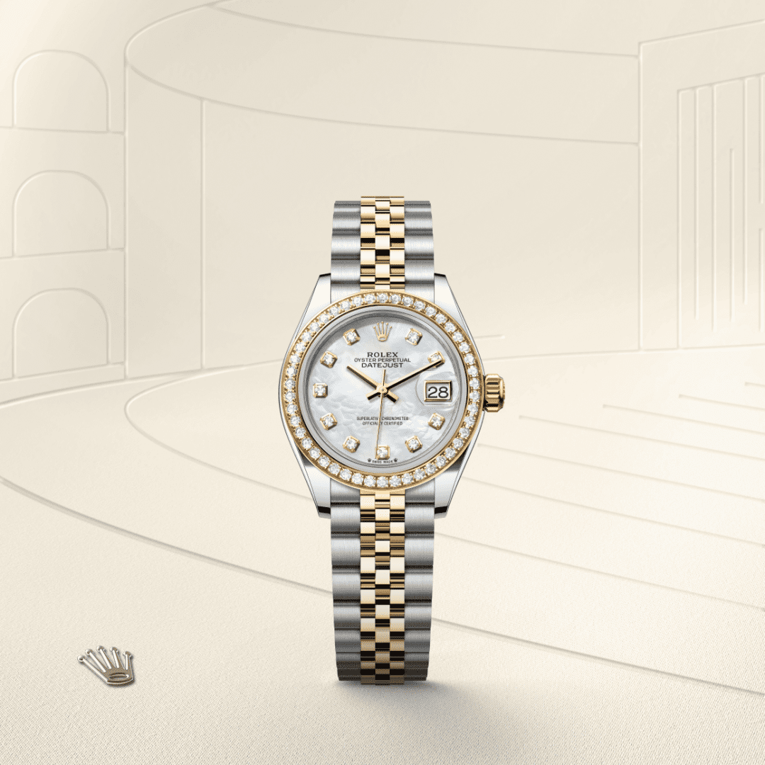 Rolex Lady-Datejust Oyster, 28 mm, Oystersteel çelik, sarı altın ve pırlanta M279383RBR-0019