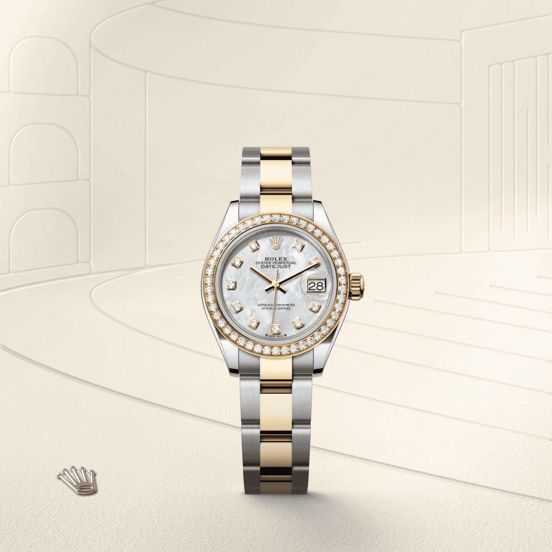 Rolex Lady-Datejust Oyster, 28 mm, Oystersteel çelik, sarı altın ve pırlanta M279383RBR-0020