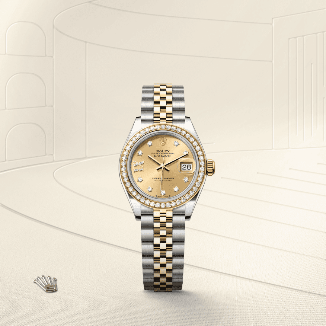 Rolex Lady-Datejust Oyster, 28 mm, Oystersteel çelik, sarı altın ve pırlanta M279383RBR-0021