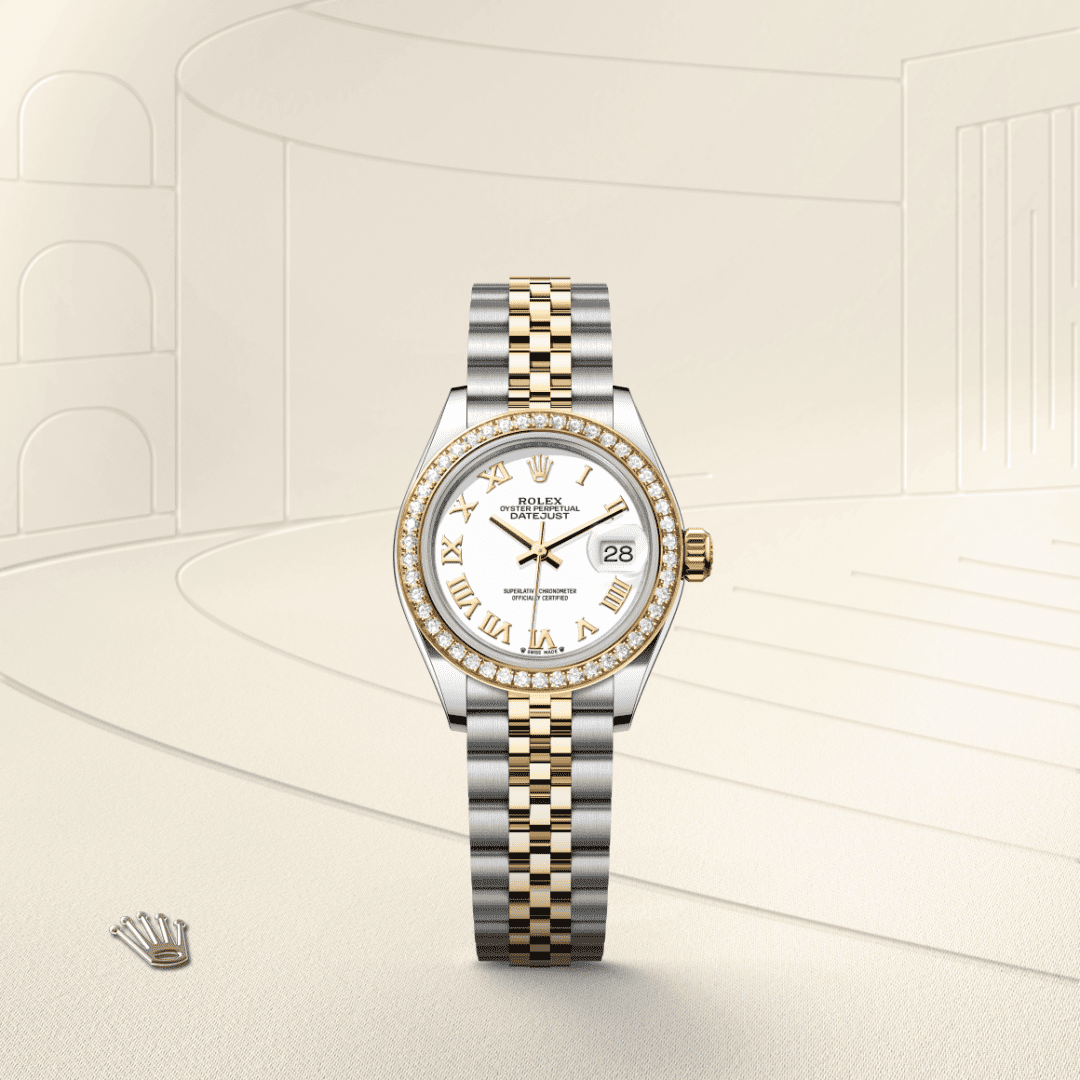 Rolex Lady-Datejust Oyster, 28 mm, Oystersteel çelik, sarı altın ve pırlanta M279383RBR-0023