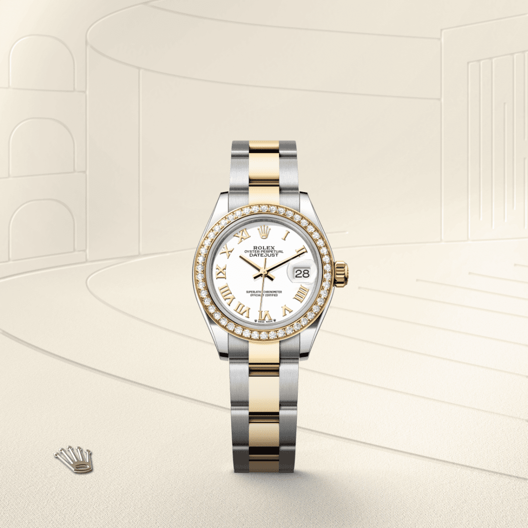 Rolex Lady-Datejust Oyster, 28 mm, Oystersteel çelik, sarı altın ve pırlanta M279383RBR-0024