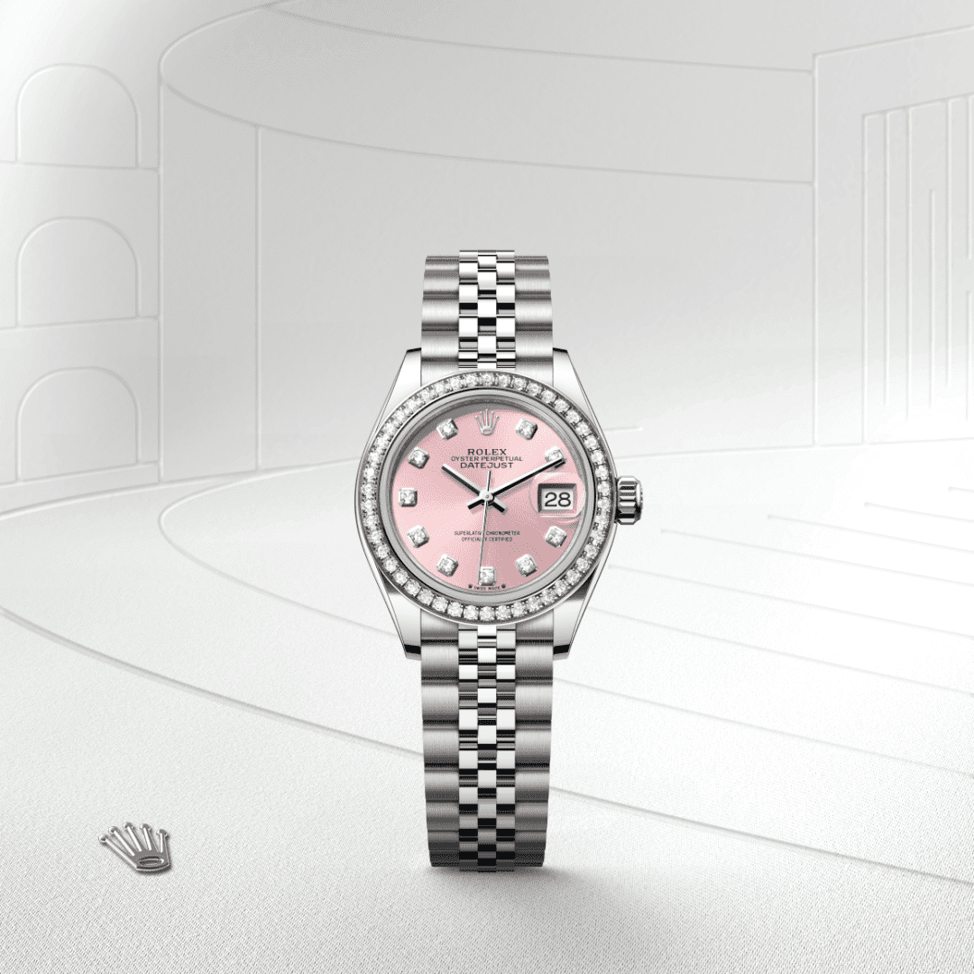 Rolex Lady-Datejust Oyster, 28 mm, Oystersteel çelik, beyaz altın ve pırlanta M279384RBR-0003