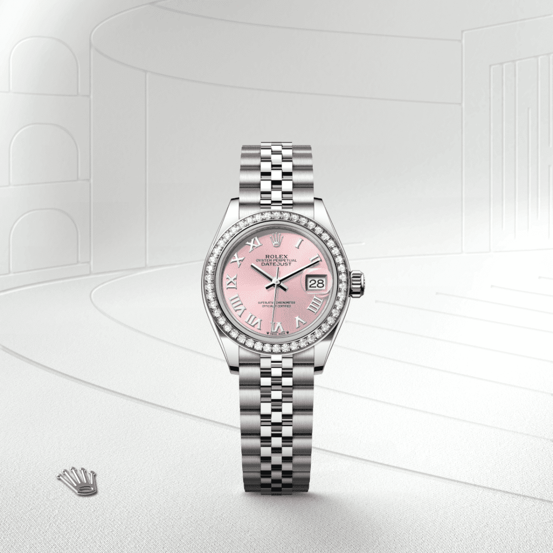 Rolex Lady-Datejust Oyster, 28 mm, Oystersteel çelik, beyaz altın ve pırlanta M279384RBR-0005