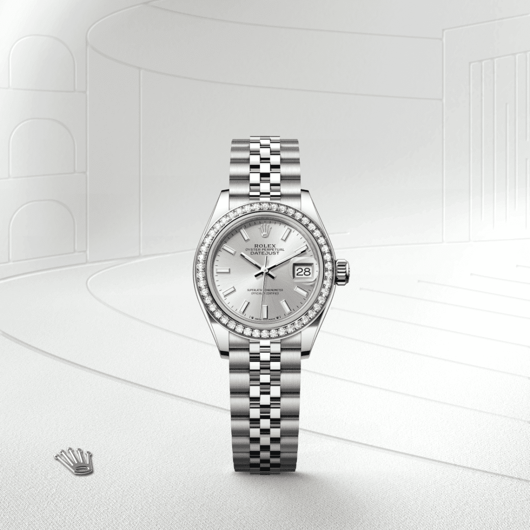 Rolex Lady-Datejust Oyster, 28 mm, Oystersteel çelik, beyaz altın ve pırlanta M279384RBR-0007