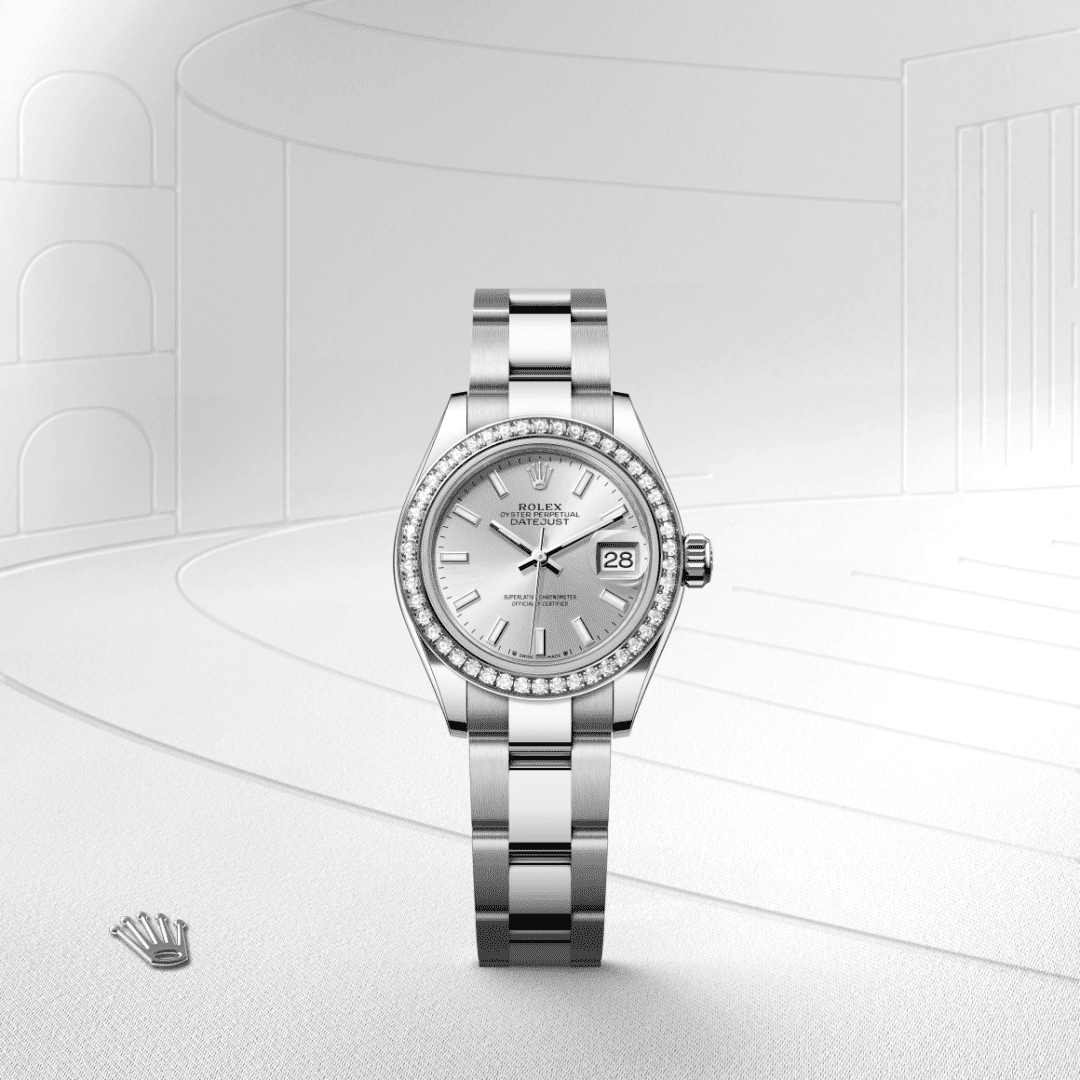 Rolex Lady-Datejust Oyster, 28 mm, Oystersteel çelik, beyaz altın ve pırlanta M279384RBR-0008