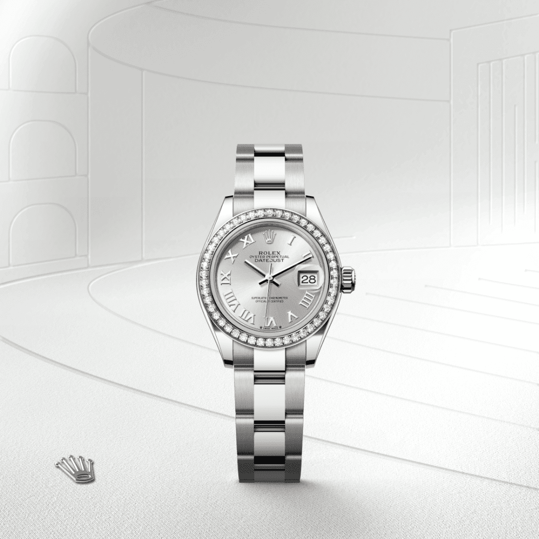 Rolex Lady-Datejust Oyster, 28 mm, Oystersteel çelik, beyaz altın ve pırlanta M279384RBR-0010