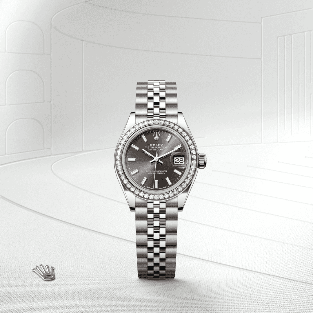 Rolex Lady-Datejust Oyster, 28 mm, Oystersteel çelik, beyaz altın ve pırlanta M279384RBR-0013