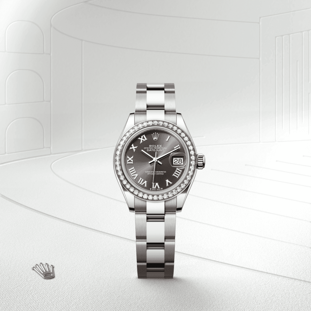 Rolex Lady-Datejust Oyster, 28 mm, Oystersteel çelik, beyaz altın ve pırlanta M279384RBR-0016