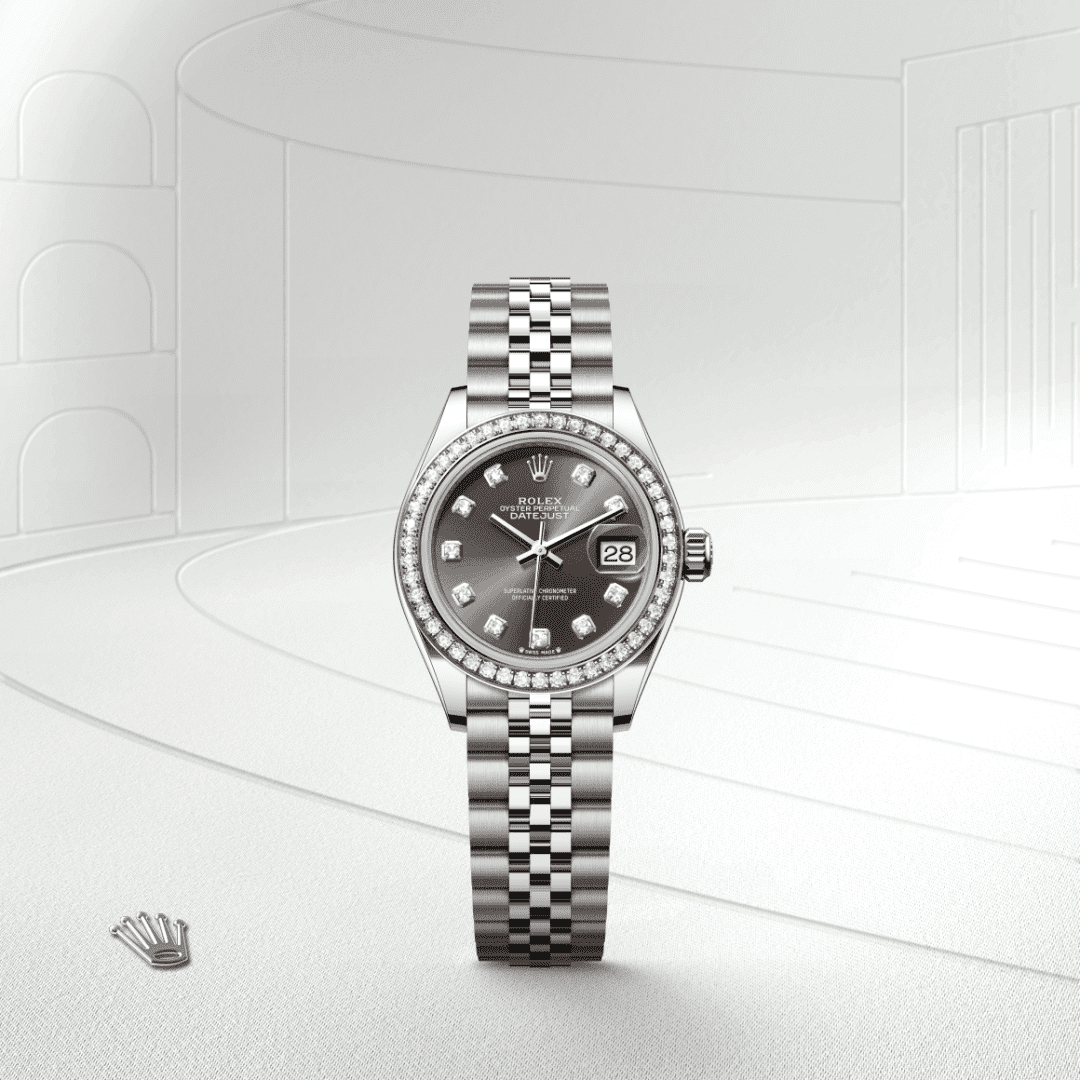 Rolex Lady-Datejust Oyster, 28 mm, Oystersteel çelik, beyaz altın ve pırlanta M279384RBR-0017