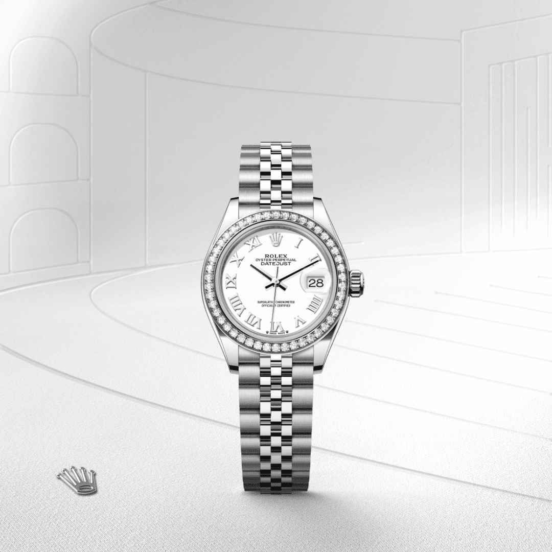 Rolex Lady-Datejust Oyster, 28 mm, Oystersteel çelik, beyaz altın ve pırlanta M279384RBR-0019