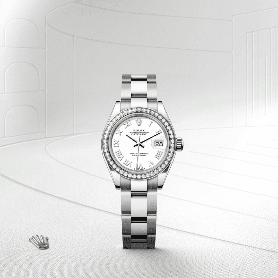 Rolex Lady-Datejust Oyster, 28 mm, Oystersteel çelik, beyaz altın ve pırlanta M279384RBR-0020
