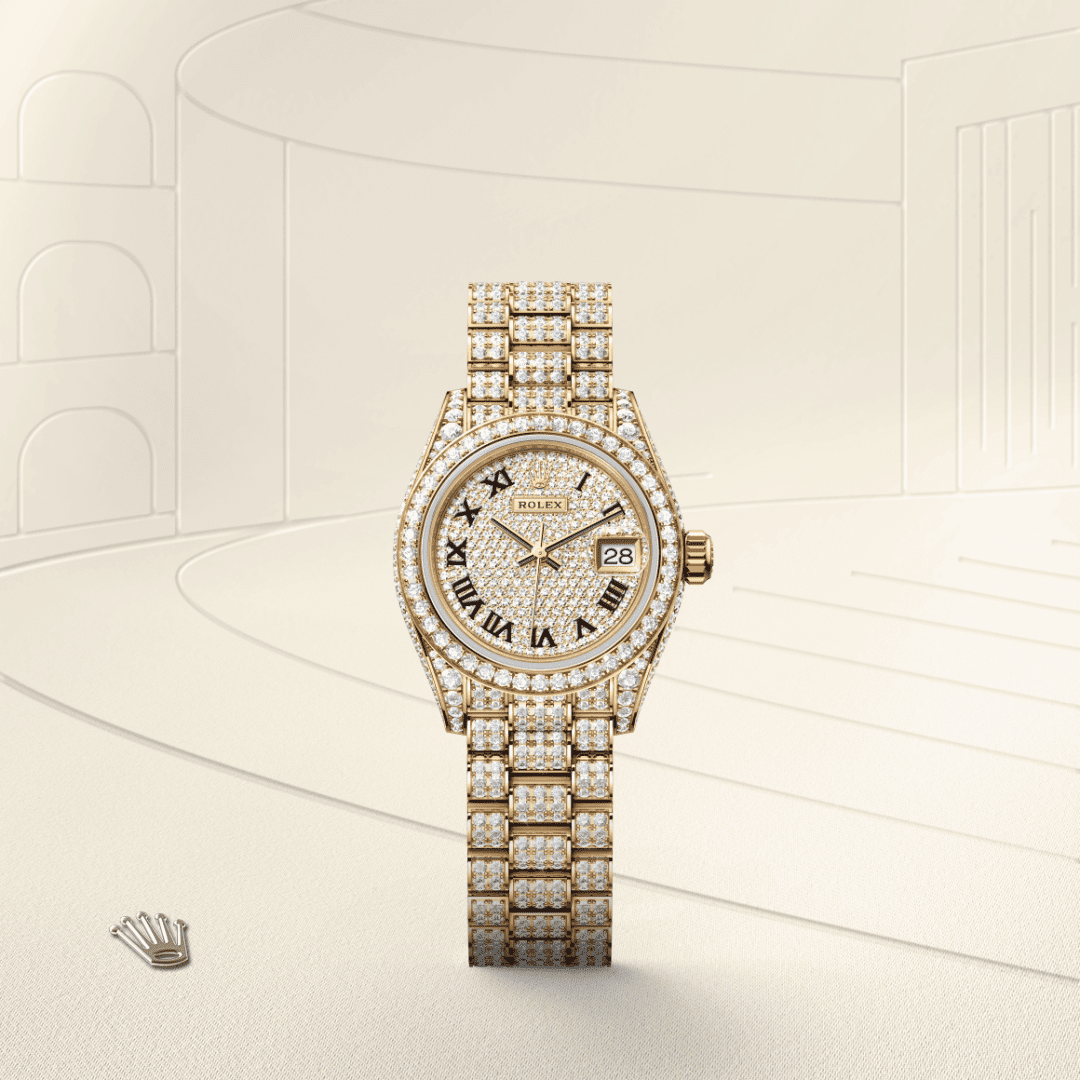 Rolex Lady-Datejust Oyster, 28 mm, sarı altın ve pırlanta M279458RBR-0001