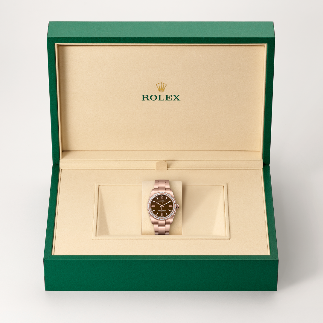 Rolex Oyster Perpetual 34 Oyster, 34 mm, Everose altın ve pırlanta M124245RBR-0001
