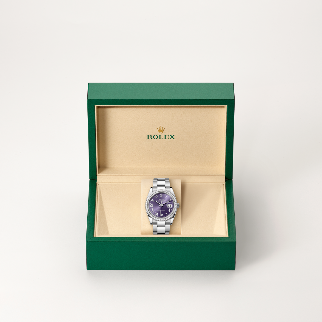 Rolex Datejust 36 Oyster, 36 mm, Oystersteel çelik, beyaz altın ve pırlanta M126284RBR-0056