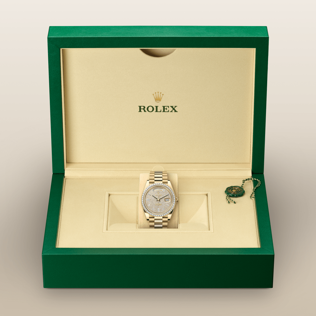 Rolex Day-Date 40 Oyster, 40 mm, sarı altın ve pırlanta M228398TBR-0036