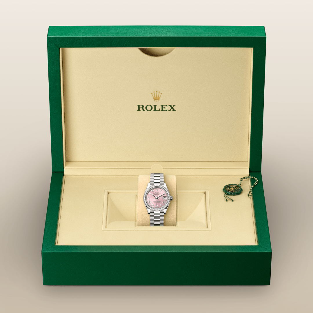 Rolex Datejust 31 Oyster, 31 mm, beyaz altın ve pırlanta M278289RBR-0016