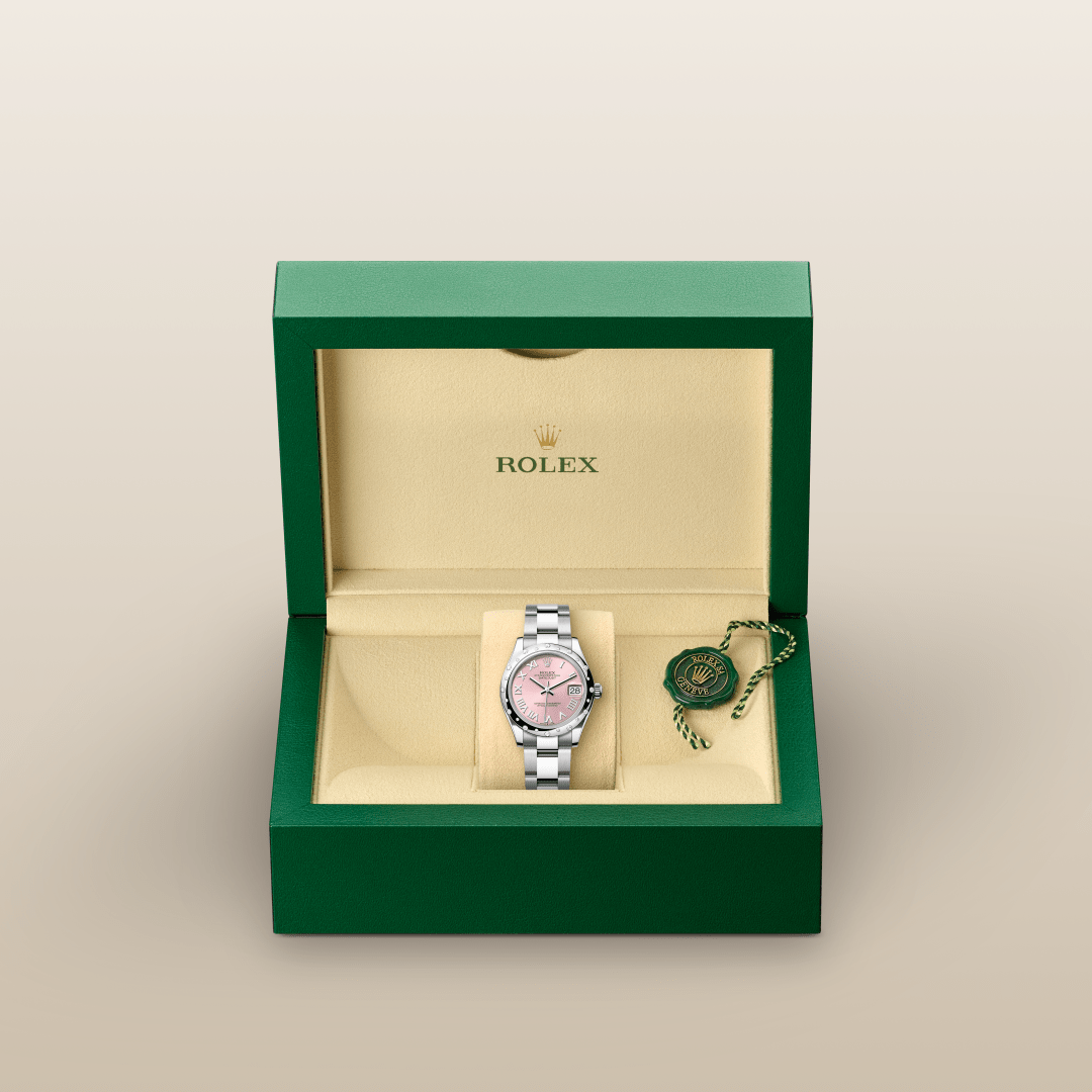 Rolex Datejust 31 Oyster, 31 mm, Oystersteel çelik, beyaz altın ve pırlanta M278344RBR-0021