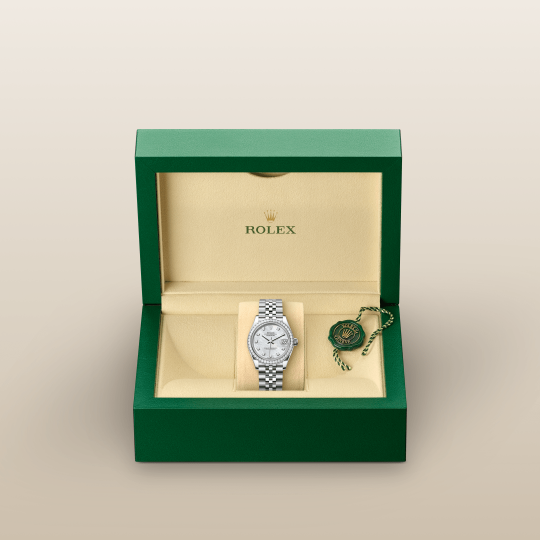 Rolex Datejust 31 Oyster, 31 mm, Oystersteel çelik, beyaz altın ve pırlanta M278384RBR-0008