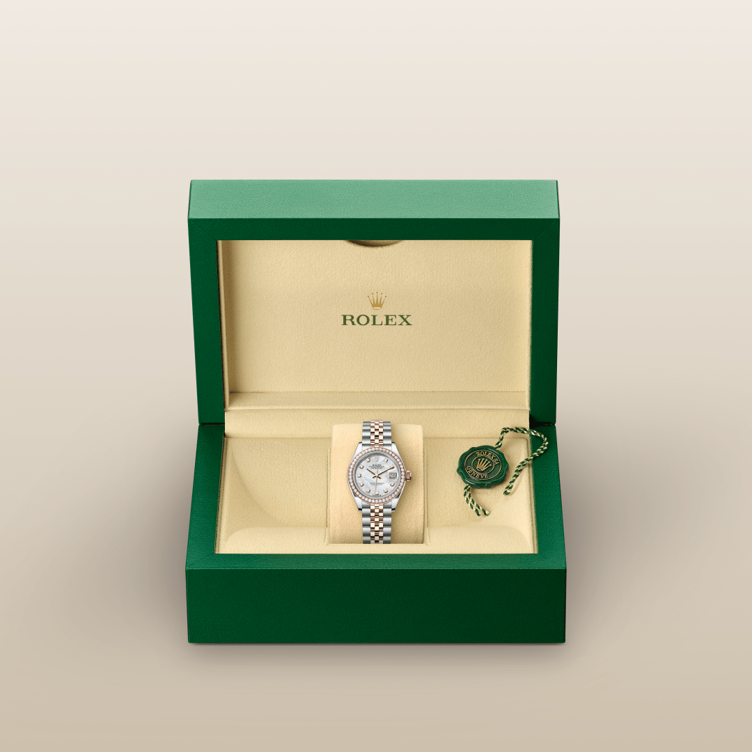 Rolex Lady-Datejust Oyster, 28 mm, Oystersteel, Everose gold and diamonds M279381RBR-0013