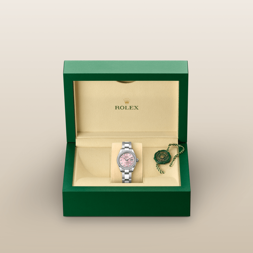 Rolex Lady-Datejust Oyster, 28 mm, Oystersteel çelik, beyaz altın ve pırlanta M279384RBR-0004