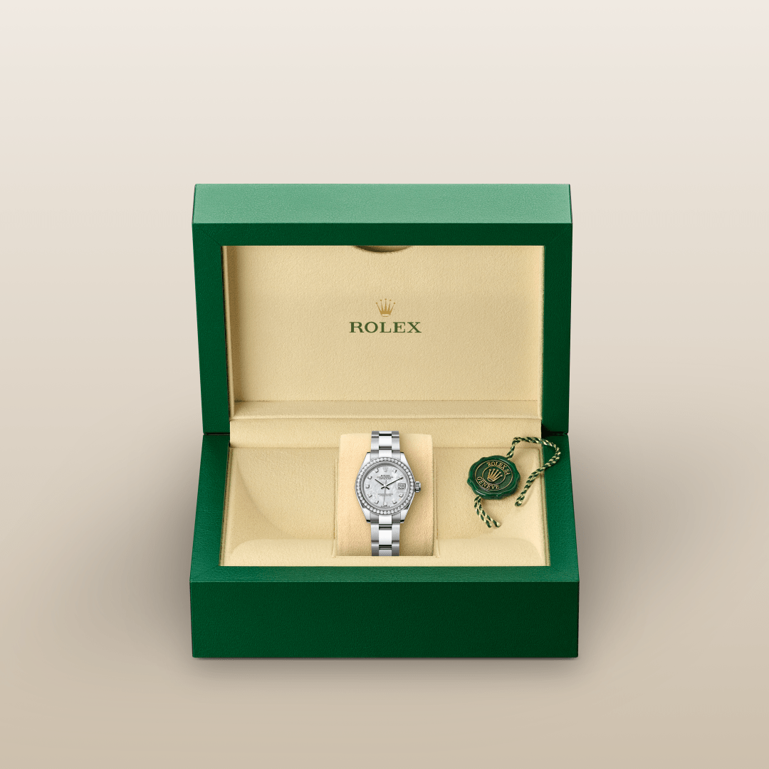 Rolex Lady-Datejust Oyster, 28 mm, Oystersteel çelik, beyaz altın ve pırlanta M279384RBR-0012