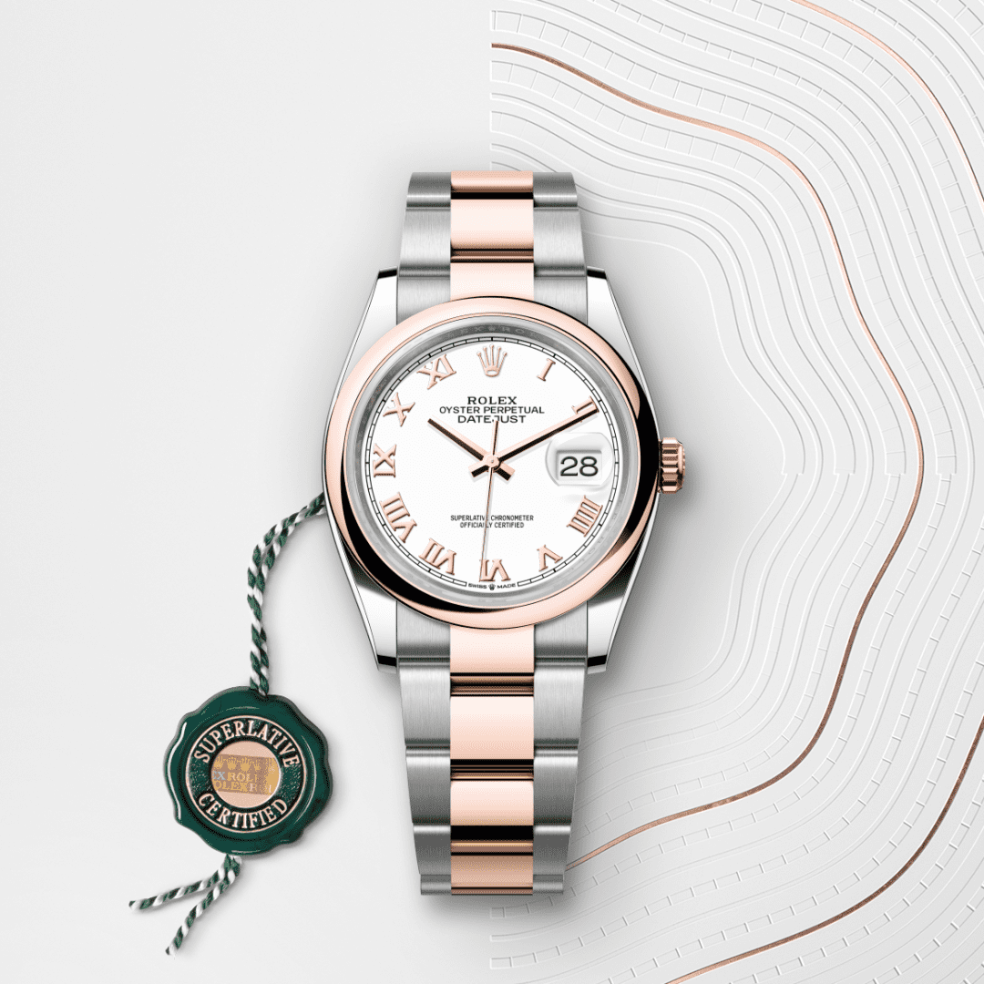 Rolex Datejust 36 Oyster, 36 mm, Oystersteel çelik ve Everose altın M126201-0016