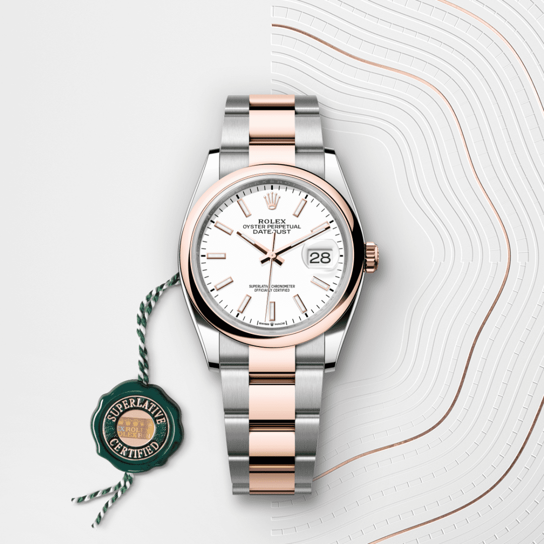 Rolex Datejust 36 Oyster, 36 mm, Oystersteel çelik ve Everose altın M126201-0018