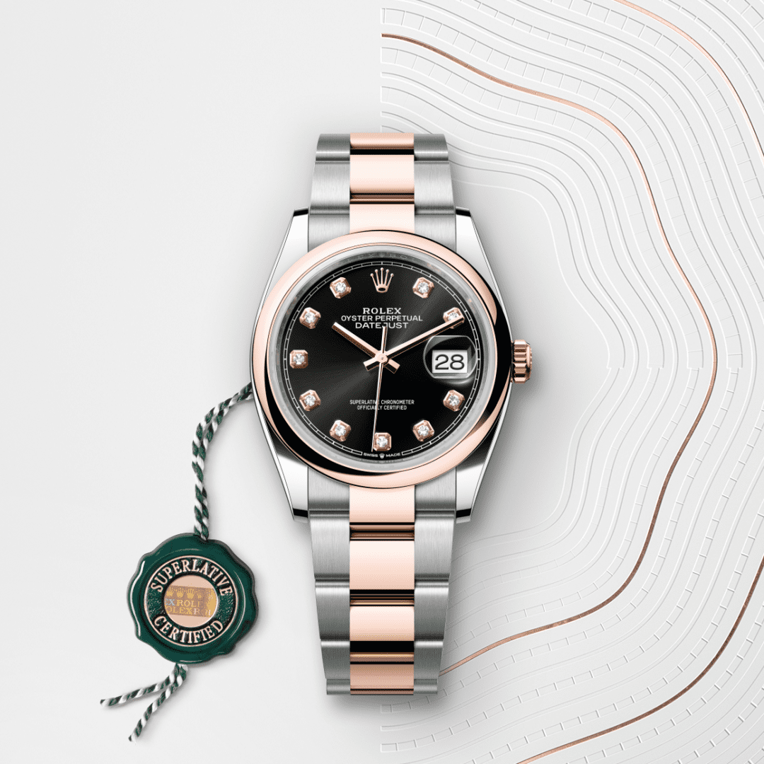Rolex Datejust 36 Oyster, 36 mm, Oystersteel çelik ve Everose altın M126201-0020