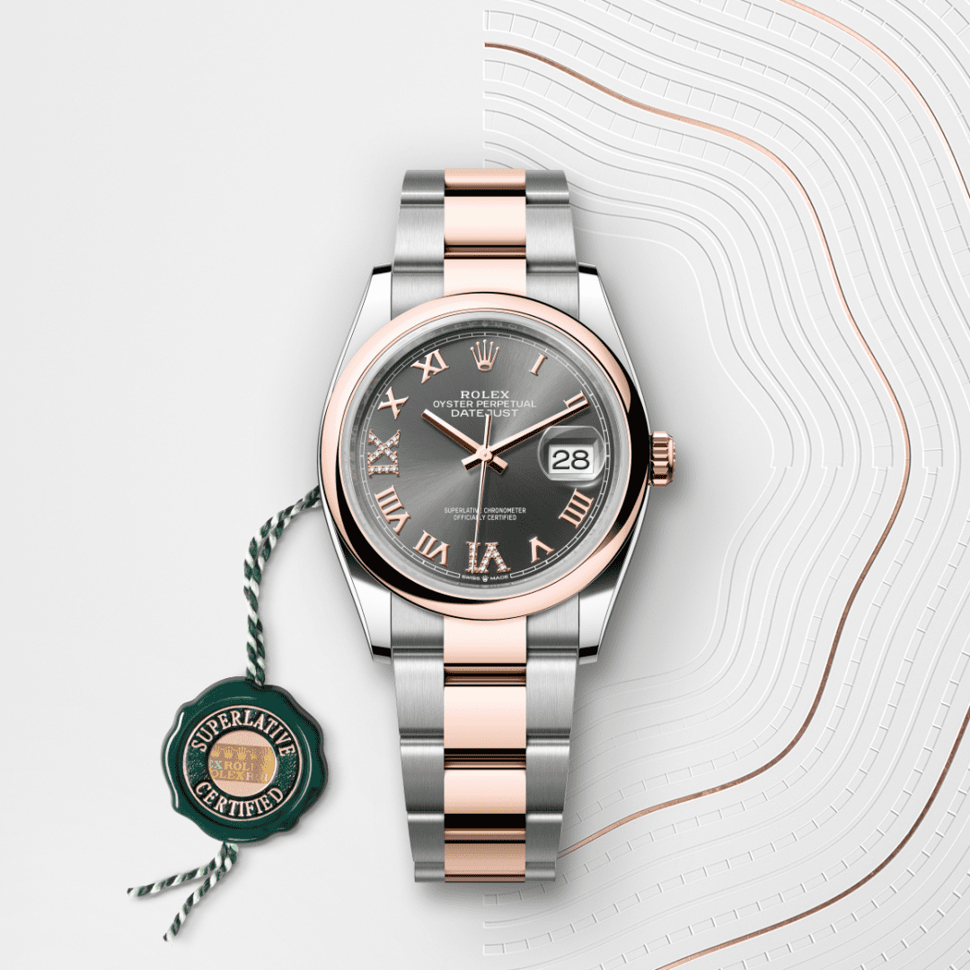 Rolex Datejust 36 Oyster, 36 mm, Oystersteel çelik ve Everose altın M126201-0024