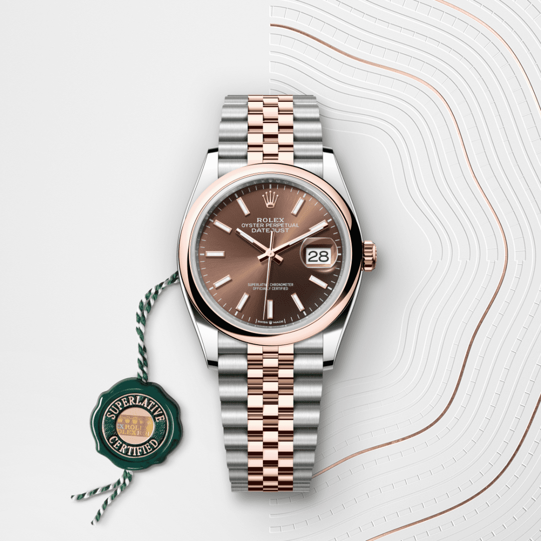Rolex Datejust 36 Oyster, 36 mm, Oystersteel çelik ve Everose altın M126201-0043
