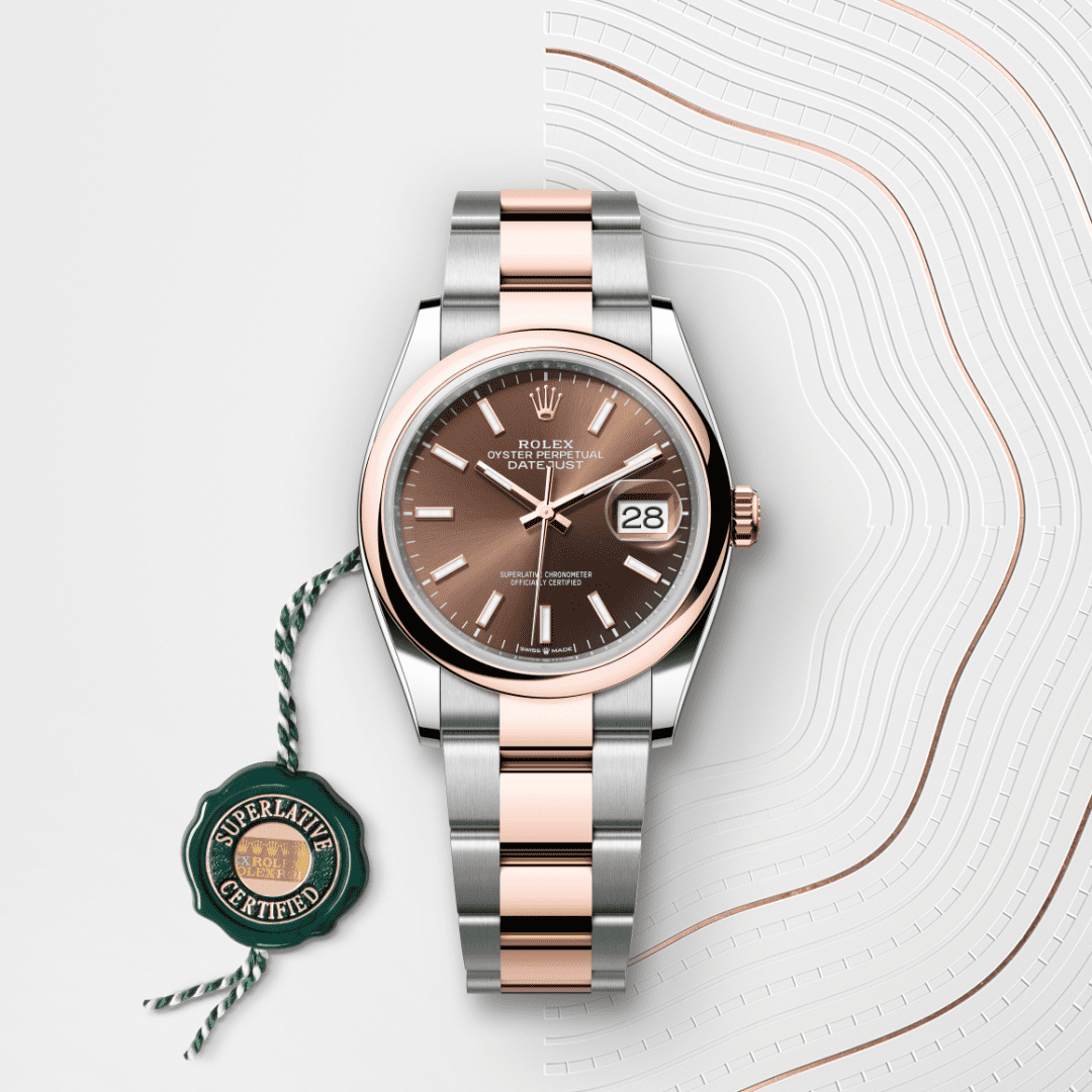 Rolex Datejust 36 Oyster, 36 mm, Oystersteel çelik ve Everose altın M126201-0044