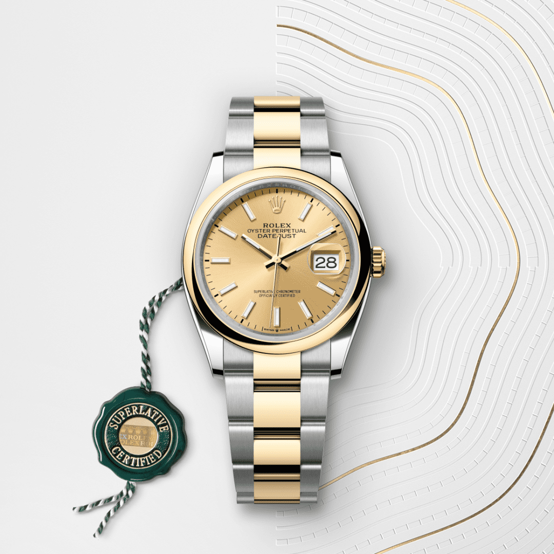 Rolex Datejust 36 Oyster, 36 mm, Oystersteel çelik ve sarı altın M126203-0016