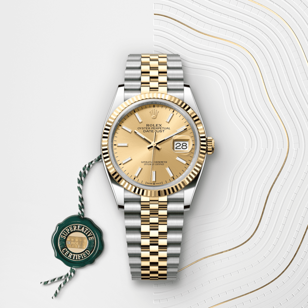 Rolex Datejust 36 Oyster, 36 mm, Oystersteel çelik ve sarı altın M126233-0015