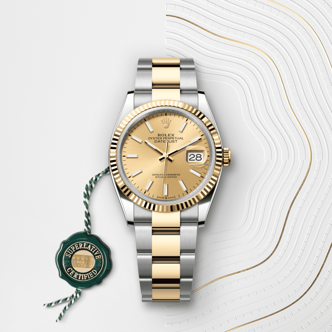 Rolex Datejust 36 Oyster, 36 mm, Oystersteel çelik ve sarı altın M126233-0016