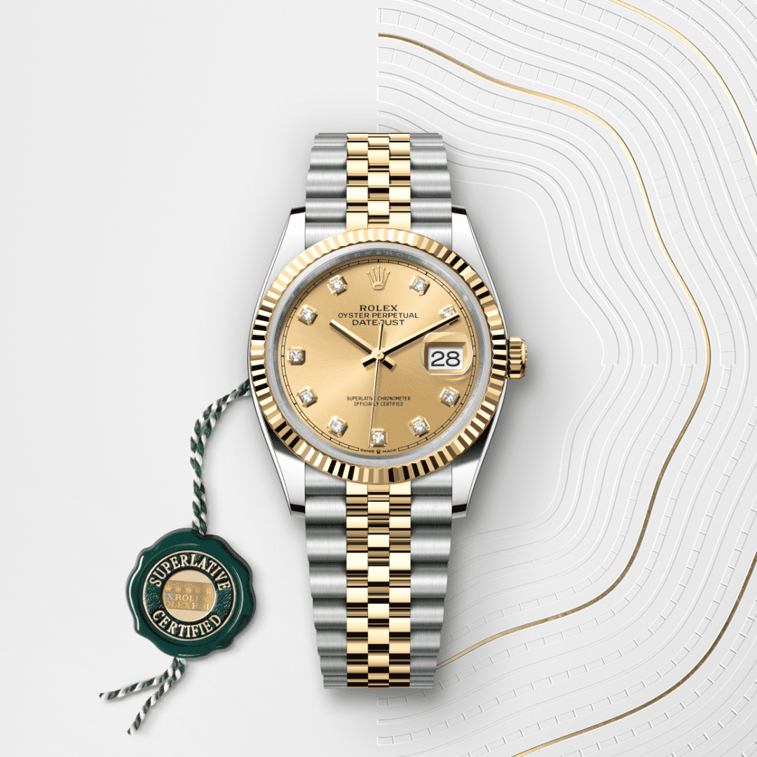 Rolex Datejust 36 Oyster, 36 mm, Oystersteel çelik ve sarı altın M126233-0017