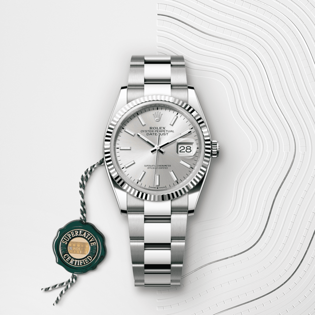 Rolex Datejust 36 Oyster, 36 mm, Oystersteel çelik ve beyaz altın M126234-0014