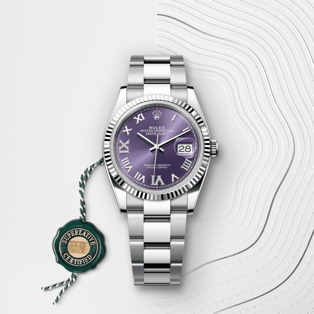Rolex Datejust 36 Oyster, 36 mm, Oystersteel çelik ve beyaz altın M126234-0022