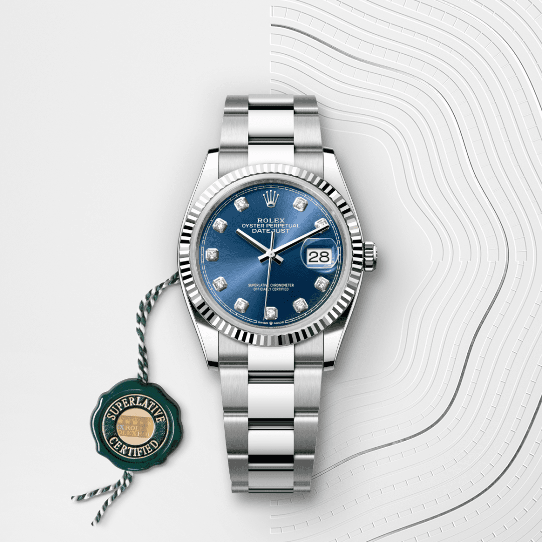 Rolex Datejust 36 Oyster, 36 mm, Oystersteel çelik ve beyaz altın M126234-0038