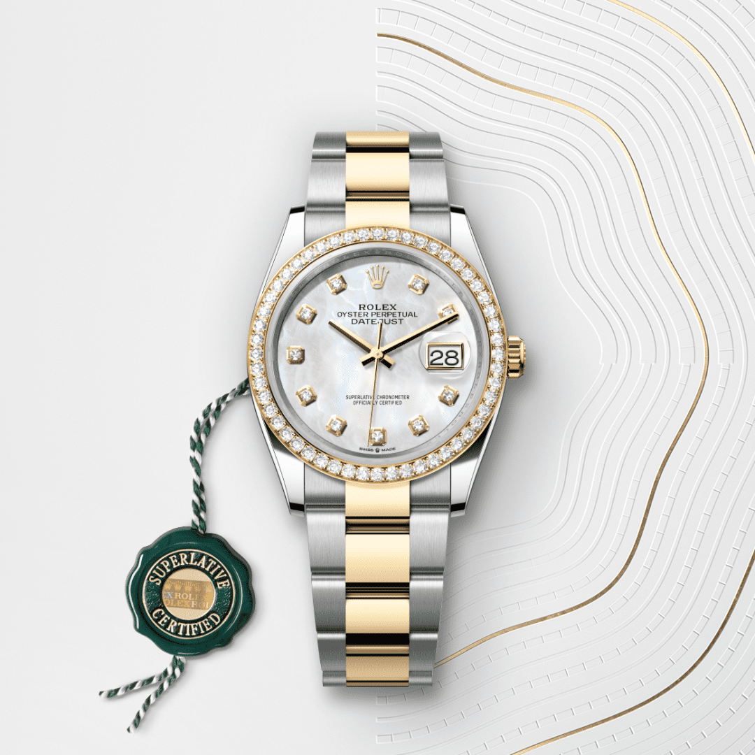 Rolex Datejust 36 Oyster, 36 mm, Oystersteel çelik, sarı altın ve pırlanta M126283RBR-0010
