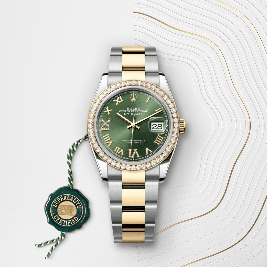 Rolex Datejust 36 Oyster, 36 mm, Oystersteel çelik, sarı altın ve pırlanta M126283RBR-0012