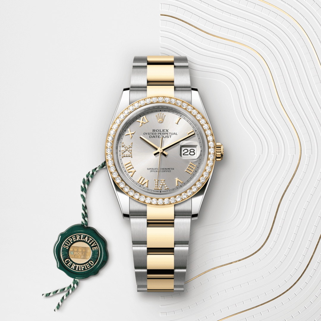 Rolex Datejust 36 Oyster, 36 mm, Oystersteel çelik, sarı altın ve pırlanta M126283RBR-0018