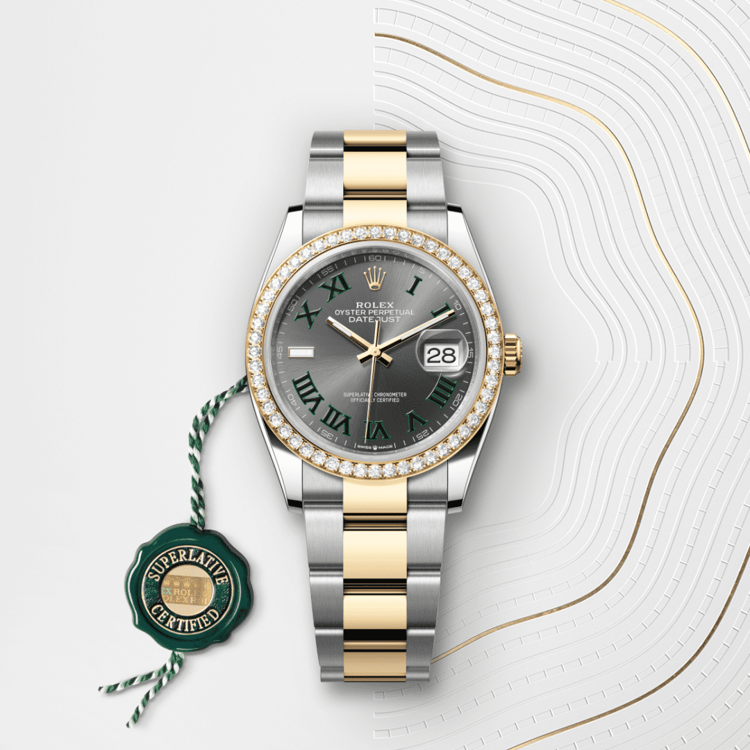 Rolex Datejust 36 Oyster, 36 mm, Oystersteel çelik, sarı altın ve pırlanta M126283RBR-0022