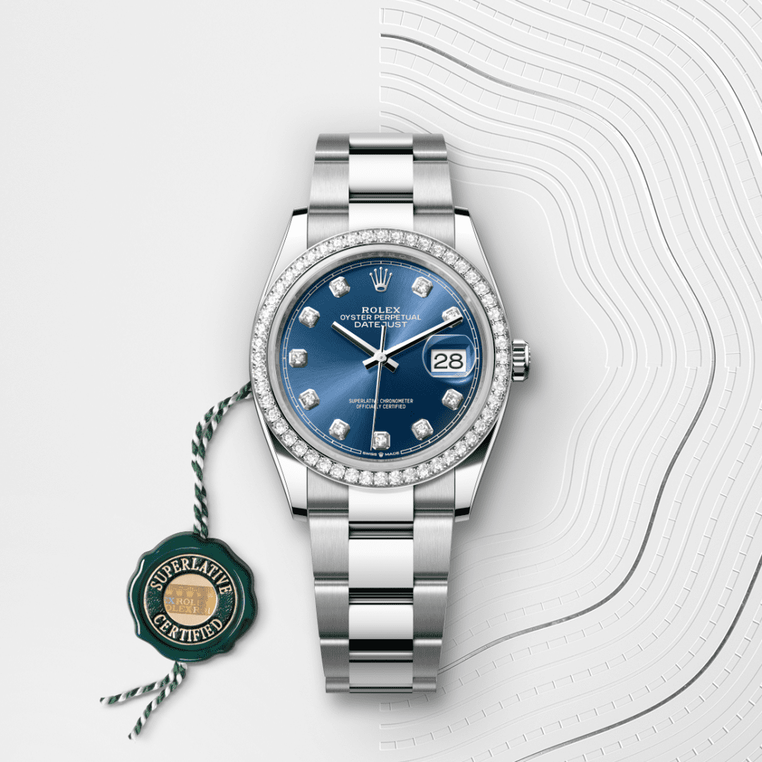Rolex Datejust 36 Oyster, 36 mm, Oystersteel çelik, beyaz altın ve pırlanta M126284RBR-0030